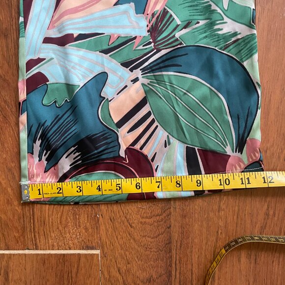 Rachel Zoe satin palm tree print high-waisted wide leg pants - Picture 7 of 8